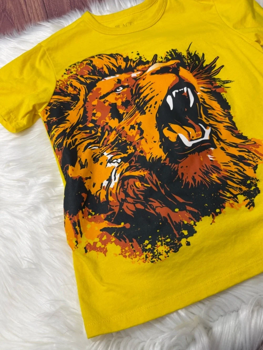 The Children’s Place Yellow Graphic Short Sleeve Shirt- Boys Size M (7/8)